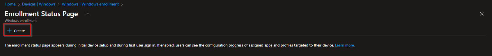 Configuring the Enrollment Status Page in Intune